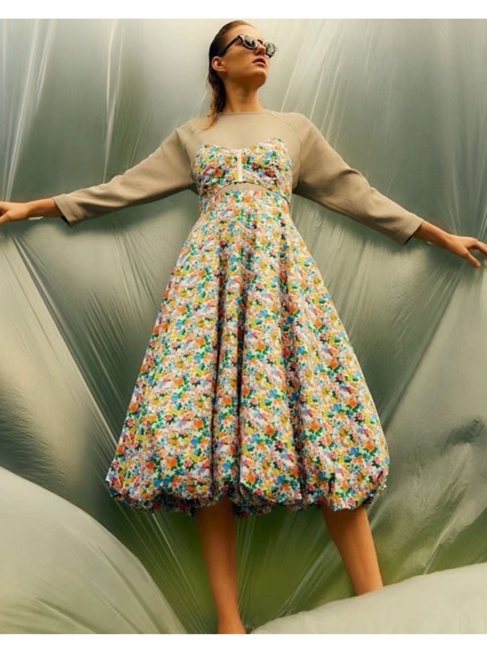 Tibi floral bubble Skirt